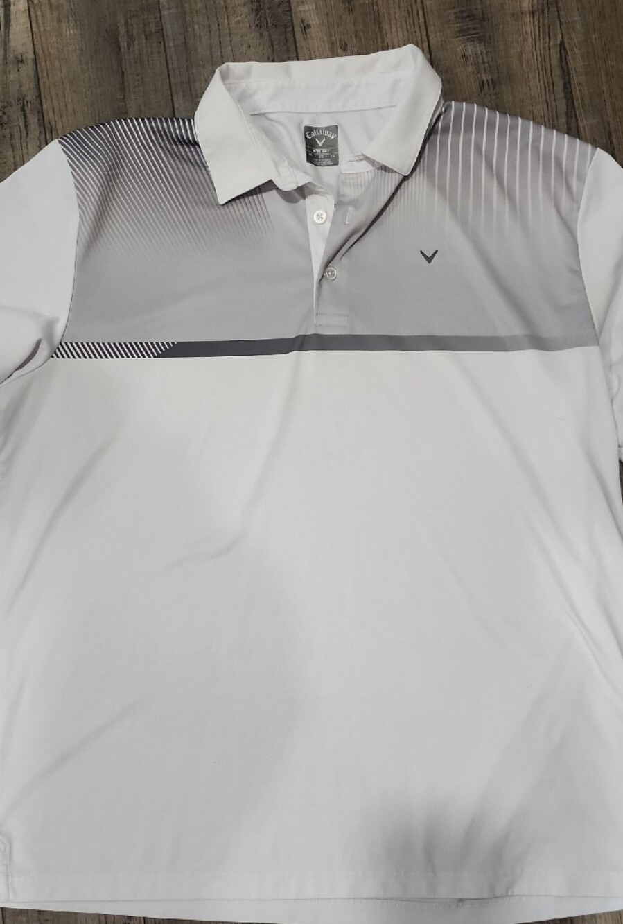 Callaway White and Gray Golf Polo with Gradient Stripe Detail